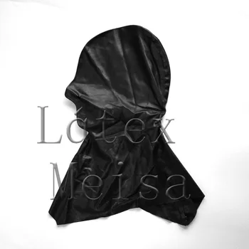 Pelējuma lateksa kapuces bdsm melna lateksa maska Fetišs M izmērs ir pieejams un atvērts ar caurumiem aizmugurē rāvējslēdzējs pieaugušajiem