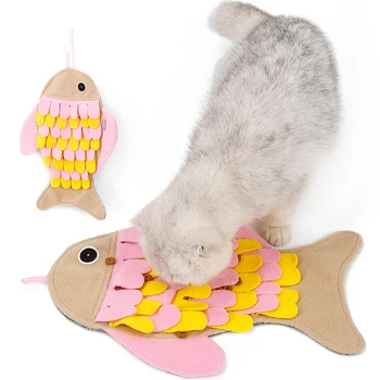 Pet Cat Rotaļlietas Zivju Formas Kaķu Apmācības Rotaļlietas Smieklīgi Interative Snuffle Barošanas Spilventiņi Suņiem Kaķiem Saulespuķu Formas Rotaļlietas