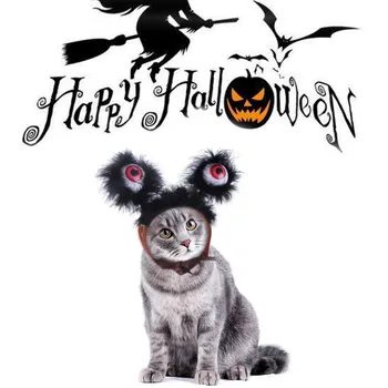 Pet Kaķiem Un Suņiem Halloween Krāsu Mirdzumu Liels eyed Monstriem Pārvērst Cepures Suņu Kaķu Cosplay Kostīms Puse Pet Matu Aksesuāri
