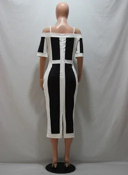 Pie Pleca Bodycon Kleita Sexy Melni Baltā Kontrasta Krāsu Augstu Vidukļa Elastīgās Elegants Dienas, No Zīmuļa Kleitas Modes Dāmas Jaunas