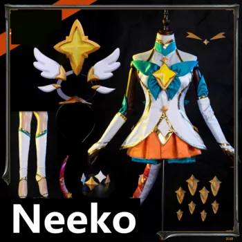 Pielāgota Neeko LOL Cosplay Ziņkārīgs Hameleons Zvaigžņu Aizbildnis Neeko Cosplay Tērpu aksesuārus, piederumus
