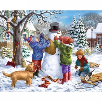 Pilnu Kvadrātveida/Apaļā Dimanta Krāsošana DIY Dimanta Izšuvumi Bērniem un sniegavīrs Rhinestone Mozaīkas Dekori HYY