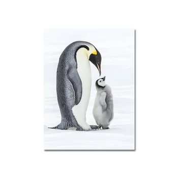 Pingvīns Salds Karikatūra Dzīvnieku Mājas Dekori Izdrukāt Plakātu Ziemeļvalstu Kanvas Glezna Bērnu Dod Priekšroku Guļamistaba, Dzīvojamā Istaba Attēlu Sienas Plakāts