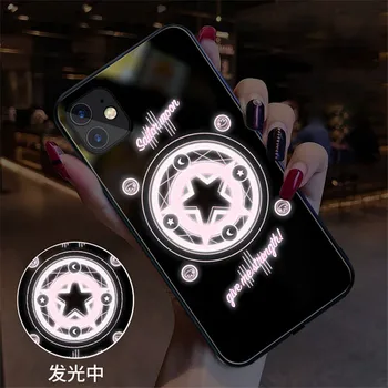 Pink Star Rūdīta Stikla Gaismas Vāciņš iPhone 11 12 Pro Max 6S 6 7 8 Plus X Xr Xs Max SE 2020. gadam 12 Mini Gadījumā Zvanīt Gaismas Būtiska