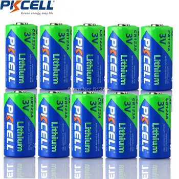 PKCELL 10X3V CR123A akumulators 1500mAh CR123 123A CR17345 KL23a VL123A DL123A 5018LC EL123AP SF123 Ne-atkārtoti uzlādējams Litija Akumulators