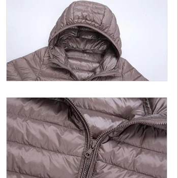Plus lieluma ultra light pīļu dūnu jaka sievietēm īsā kapuci silts mētelis sieviešu parka slim leju jakas sieviešu Portatīvo virsdrēbes