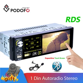 Podofo 1 Din Auto Radio Autoradio Stereo Audio Mikrofons, RDS 4.1 collu MP5 Video Atskaņotājs USB MP3 TF ISO In-dash Multimediju Atskaņotājs