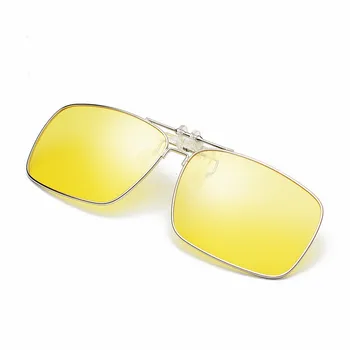 Polarizētās Saulesbrilles, Lēcas klipu brilles Nakts Redzamības Dzeltenā Sievietēm ar Kvadrātveida Saules Brilles ar stiprinājumiem Unisex Klipi