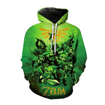 Populāra Spēle, Hoodies Legend Of Zelda 3D Drukas Kapuci sporta Krekls Vīriešu un Sieviešu Modes Pulovers Hip Hop pelēkā vārna Topi Mētelis Apģērbi