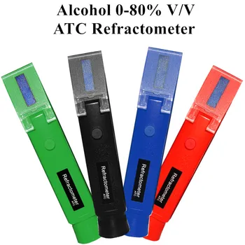 Portatīvo Alkohola Detektoru Refraktometru 0-80% V/V Alkohols Alkohola Saturu Metru Testeri ATC Alcoholometer metru vīna 4 Color40%atlaide 12814