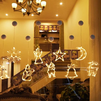 Portatīvo Priecīgus Ziemassvētkus LED Gaismas Logu Sūcējs Lampas, Ziemassvētku Rotājumi Mājas, Kā Jaunā Gada Dāvanu