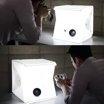 Portatīvā fotostudija Fotografēšanas Telts,16 Collu Maza Salokāma LED Gaismas Kastes Softbox Komplekts ar 4 Krāsas Fonu Fotogrāfija,