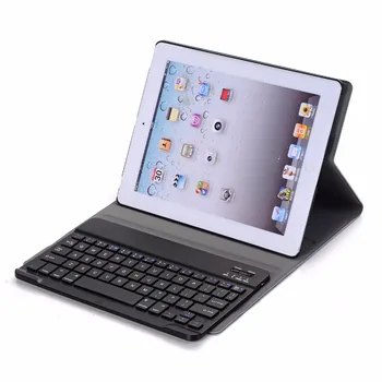 Premium Ādas Vāks priekš Apple iPad 2 3 4 iPad2 iPad3 iPad4 9.7 Gadījumā Coque Capa Pamatbrīvību ar Noņemama Bluetooth Klaviatūru