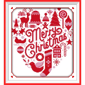 Prieks svētdiena Priecīgus Ziemassvētkus Ķīnas Cross Stitch Komplekti Ekoloģiskās Kokvilnas Zīmogu Iespiesti 14CT 11CT DIY Kāzu rotājums Mājās
