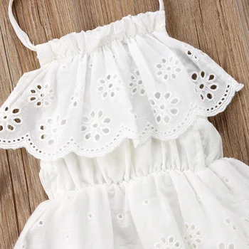 Princese Jaundzimušā Bērna Baby Girl Vasaras Balta Mežģīņu Tutu Vadvirsmas Romper Jumpsuit Backless Siksna Sunsuit Drēbes