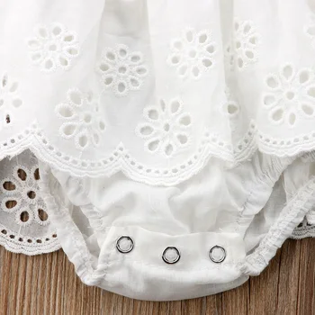 Princese Jaundzimušā Bērna Baby Girl Vasaras Balta Mežģīņu Tutu Vadvirsmas Romper Jumpsuit Backless Siksna Sunsuit Drēbes