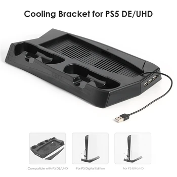 PS5 Vertikālā Statīva Dual Kontrolieris Lādētāju Konsoles Uzlādes Stacija Ar Dzesēšanas Ventilatoru Sony Playstation 5 Fan Cooler 1534