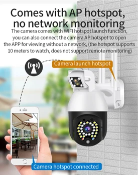 PTZ WIFI IP Kameras 1080P Ūdensizturīgs Āra Tālvadības Bezvadu Kamera 29 Led IS 50m divvirzienu Audio CCTV Uzraudzības Cam Dual Objektīvs