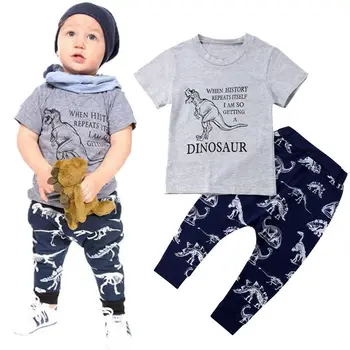 Pudcoco Meitene Uzstādīt 1Y-6Y AK JAUNU Toddler Bērniem, Bērnu Zēniem Dinozauru Top T-krekls, Bikses, Zeķes Apģērbs Apģērbs 16943