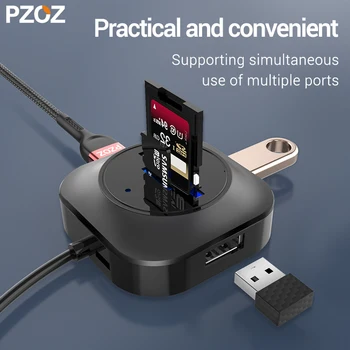 PZOZ USB CENTRMEZGLAM, kas ar MacBook Pro datorā Virsmas USB HUB USB 2.0 Extender Adapteris ar Micro USB ar Datoru USB Sadalītājs SD TF Karšu Lasītājs 3396