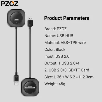 PZOZ USB CENTRMEZGLAM, kas ar MacBook Pro datorā Virsmas USB HUB USB 2.0 Extender Adapteris ar Micro USB ar Datoru USB Sadalītājs SD TF Karšu Lasītājs