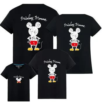 Pāris Drēbes Vasarā Māte un Meita Drēbes Meitenēm Zēniem Mickey Karikatūra Tētis un Man T-krekls Topi Ģimenes Atbilstošas Drēbes