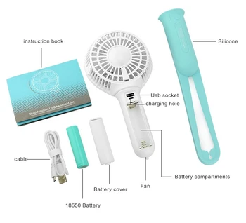 Pārnēsājams Mini Ventilatora 3 Ātrumu Lādējamu USB Ventilators Personas Rokas Ventilators ar LED Gaismas Silikona 18650 Li-ion 2200mAh Baterija