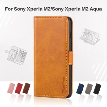 Pārsegu Sony Xperia M2 Uzņēmējdarbības Gadījumā Luksusa Ādas Ar Magnētu Seifa Lieta Sony Xperia M2 Aqua Tālruņa Vāciņu