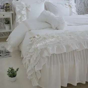 Pārsteidzošs, luksusa gultas komplekts kūka slāņi izšuvumi savirmot mežģīņu sega sedz palagu pārklājs princese gultas priekšgala spilvendrāna HM-01S 3486