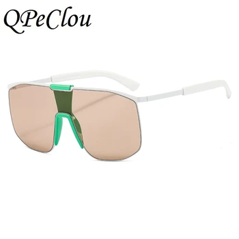 QPeClou Jaunu Modes Mūsdienu Viens Gabals Saulesbrilles Sieviešu Vintage Metāla Lielgabarīta Krāsains Kvadrāts, Saules Brilles Vīriešu Braukšanas Toņos 24652