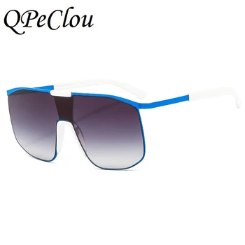 QPeClou Jaunu Modes Mūsdienu Viens Gabals Saulesbrilles Sieviešu Vintage Metāla Lielgabarīta Krāsains Kvadrāts, Saules Brilles Vīriešu Braukšanas Toņos