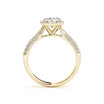 QYI 1 Karāti Imitēts diamond Tīra 14k Dzeltenā zelta Vairāku Rindu Joslā Kāzu Gredzenu Classic Halo Saderināšanās Sievietēm