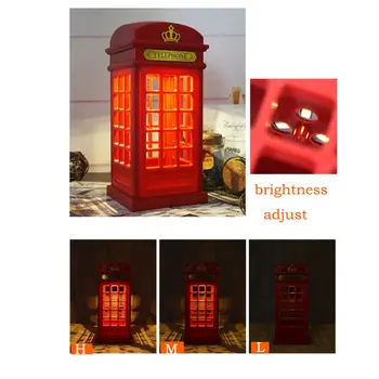 Radošā ABS Londonas Sarkana Telefona Būdiņā Nakts Gaisma USB Uzlādējams LED naktsgaldiņš Lampas