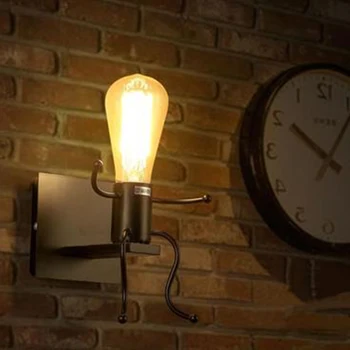 Radošā sienas lampa E27 Vīrietis formas sconce Gudrs gaismas Dzelzs interjera sienas gaismas Guļamistabai Biroja Cafe Bar Hotel
