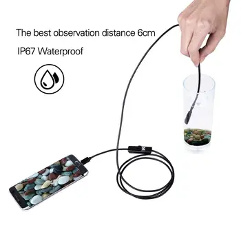 Regulējams 7mm Endoskopu Kamera Elastīga IP67 Waterproof Micro USB Pārbaudes Borescope Kamera, Android PC Notebook 6LED