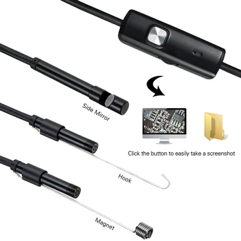 Regulējams 7mm Endoskopu Kamera Elastīga IP67 Waterproof Micro USB Pārbaudes Borescope Kamera, Android PC Notebook 6LED