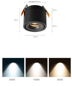 Regulējams Padziļinājumā Griestu Downlights 10W 12W 15W Aptumšojami LED Prožektora lampas Ziemeļvalstu Vietas, gaismas, iekštelpu Vietas apgaismojuma armatūra