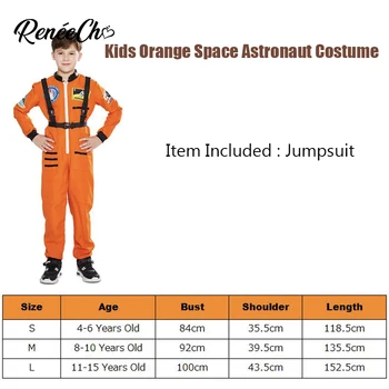 Reneecho Bērniem Kosmosa Astronautu Tērpu Zēniem Apelsīnu Astronauts Cosplay Skaida Spaceman Kostīmu Par Halloween