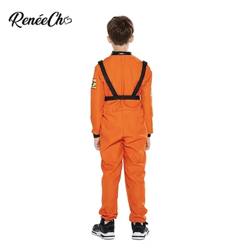 Reneecho Bērniem Kosmosa Astronautu Tērpu Zēniem Apelsīnu Astronauts Cosplay Skaida Spaceman Kostīmu Par Halloween