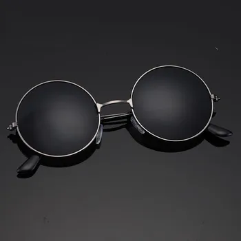 Retro Klasiskās Metāla Rāmis Pelēkā krāsā, lēcas, Briļļu Braukšanas Vintage Apaļas Saulesbrilles Vīriešiem Zīmola Dizainere, Saules Brilles Sievietēm