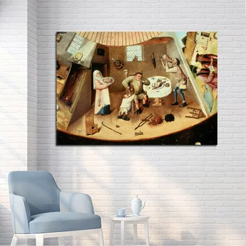 Retro Portrets Glezna Dārzs No Zemes Priekus Hieronymus Bosch Mākslas darbu, Sienas, Attēlus Dzīvojamā Istaba Cuadros Mājas Dekoru