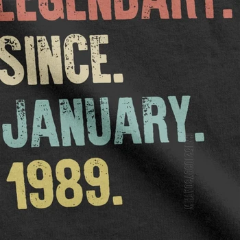 Retro Vintage 30. Dzimšanas dienu, T Krekli Leģendārais Kopš 1989. gada janvārī T-Krekli Vīriešu Classic Fit Topi Smieklīgi Tīras Kokvilnas Klāt Tees