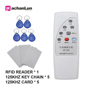 RFID Piekļuves Karte Rakstnieks 5GAB ID Karte + 5PCSID Keychain Komplekts Lasītāju Rokas ID Aparāts 125khz ID Lasītājs