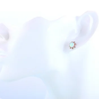 ROLILASON Pievilcīgu Zvaigžņu Dizaina Balta Uguns Opāls 925 Sudraba Zīmogu auskariem Sieviešu Modes Rotaslietas OES619