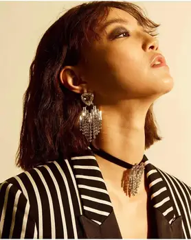 Rongho jauns dizains Hiphop kristāla auskari Sirds sievietēm Izteikumu brincos femme Pušķis kulons auskars paziņojumu auskars