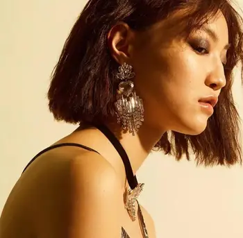 Rongho jauns dizains Hiphop kristāla auskari Sirds sievietēm Izteikumu brincos femme Pušķis kulons auskars paziņojumu auskars