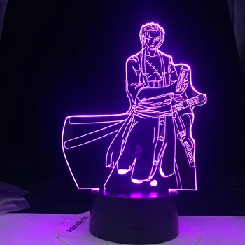 Roronoa Zoro 3D Nakts Lampas Karstā Anime gaismas Vienā Gabalā 7 Krāsas Maksas Mājas Bērnu Miega Galda Lava Dzimšanas dienas Lampas Dropshipping 18143