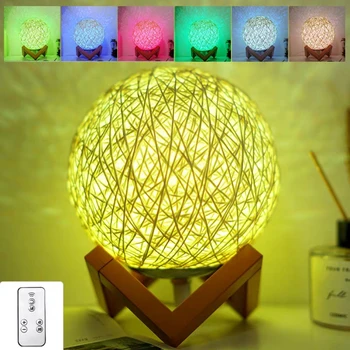 Rotangpalmas bumbu lampas LED nakts gaismas luktura gaismu USB vadu LED gaismas Mājas dekorēšanas Radošās Dāvanu Siltā Gaisma 3 krāsu var izvēlēties