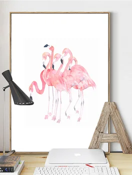 Rozā Flamingo Audekla Gleznas Princese Sienas Mākslas Dzīvniekiem Ziemeļvalstu Plakātu Izdrukas, Bildes, Lai Bērnu Istabas Mājas Dekoru Bez Rāmja