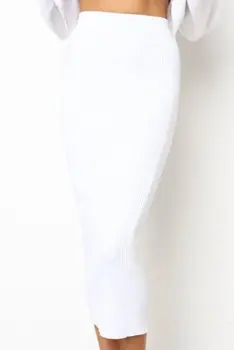 Rudens 2020Hot Tirdzniecība Trikotāžas Ilgi Svārki Sexy Modes Melna Balta Augsta Vidukļa Cieši Sieviešu Elegants Puse Klubs Valkāt Zīmuli Svārki